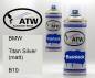 Preview: BMW, Titan Silver (matt), B10: 400ml Sprühdose + 400ml Klarlack - Set, von ATW Autoteile West.